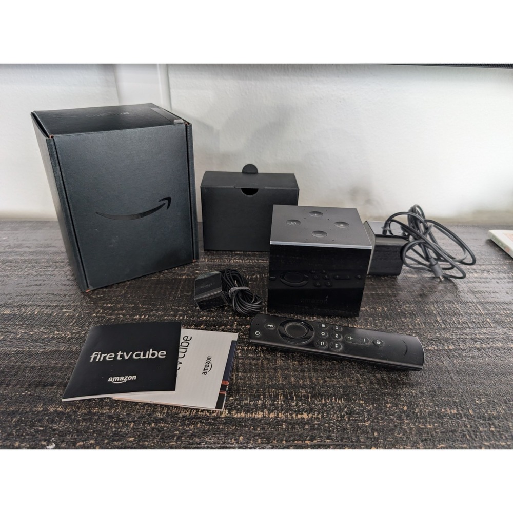 Amazon 4K Fire TV Cube Alexa 1st Gen EX69VW w/ Power Adapter & Remote, Box +